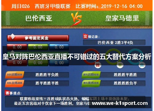 皇马对阵巴伦西亚直播不可错过的五大替代方案分析