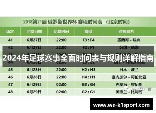 2024年足球赛事全面时间表与规则详解指南