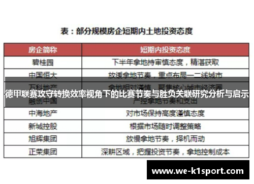 德甲联赛攻守转换效率视角下的比赛节奏与胜负关联研究分析与启示